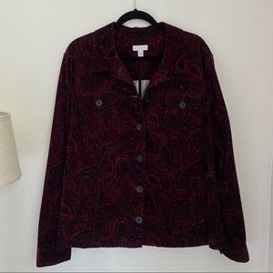 Charter Club Red Paisley Corduroy Jacket